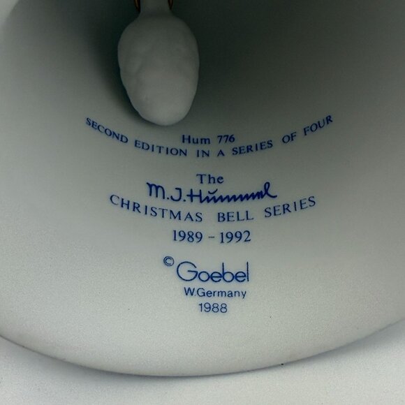 M.J. Hummel Christmas Bell "Letter To Santa Claus" 1990 Second Edition Porcelain - Picture 7 of 14